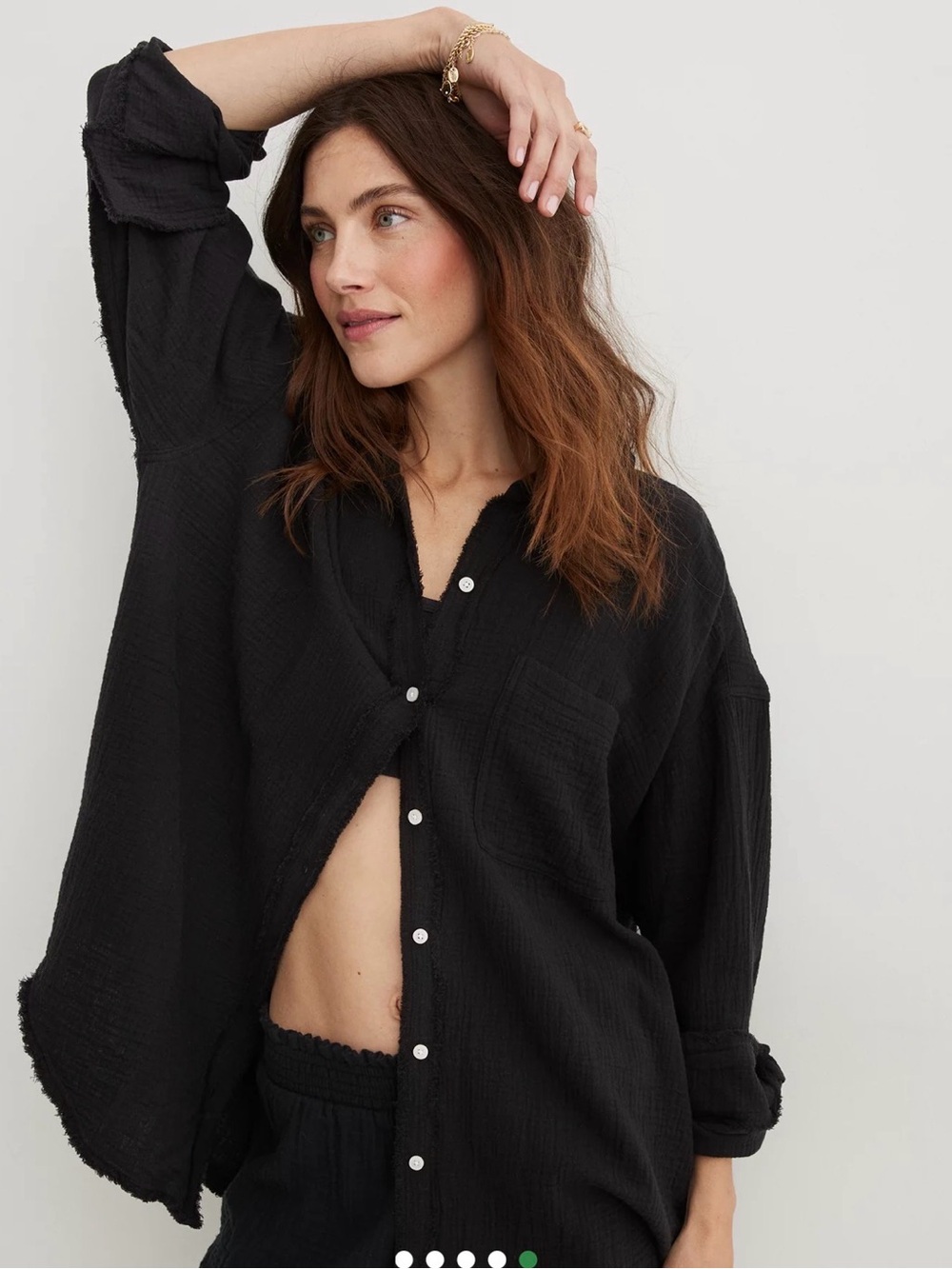 aerie Black Lightweight Textured Top